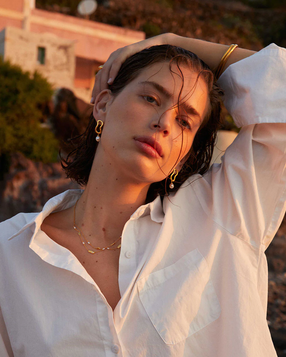 ONDA PEARL EARRINGS (18K GOLD PLATED) - Image 3