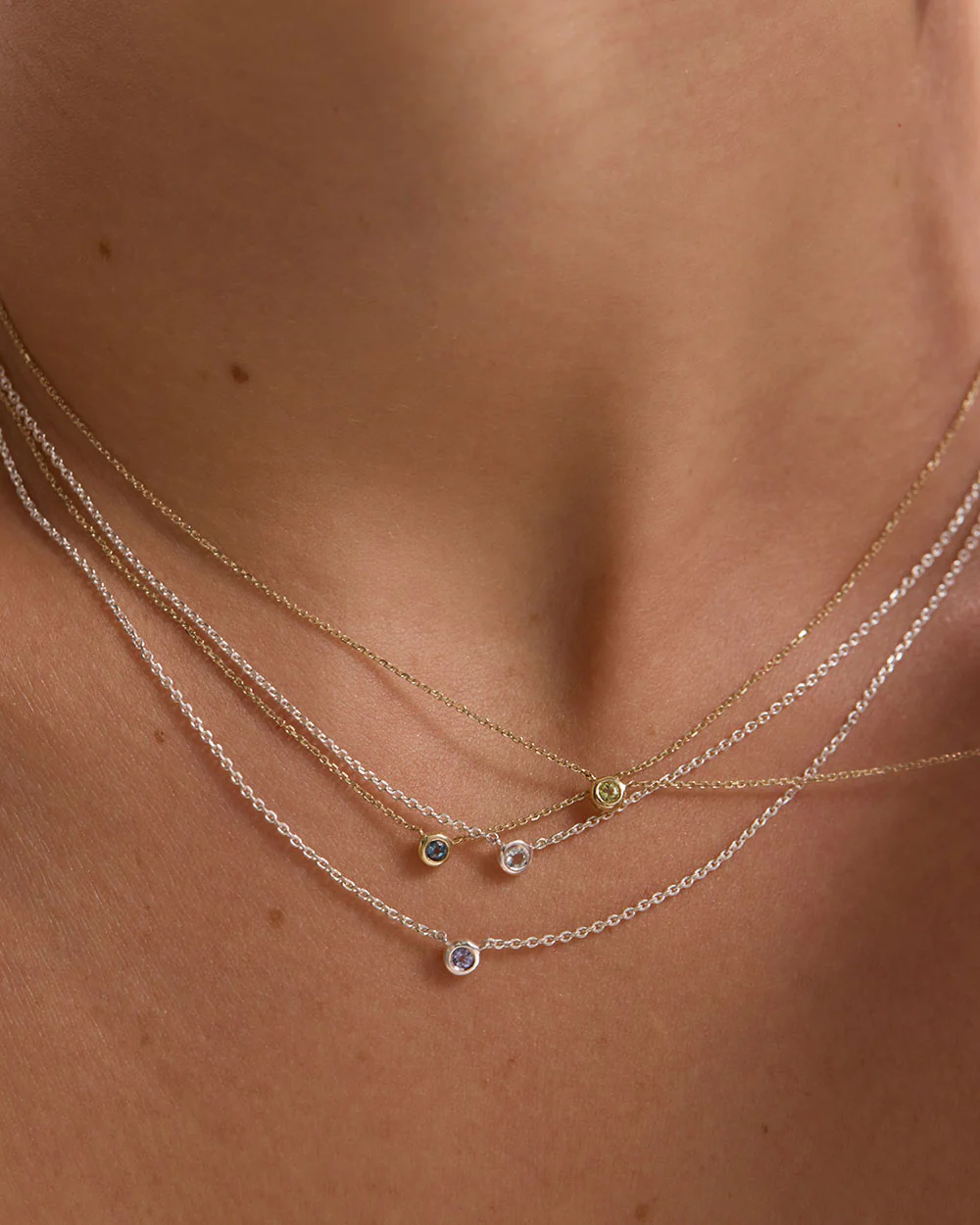 PETITE BIRTHSTONE NECKLACE (STERLING SILVER) - Image 3