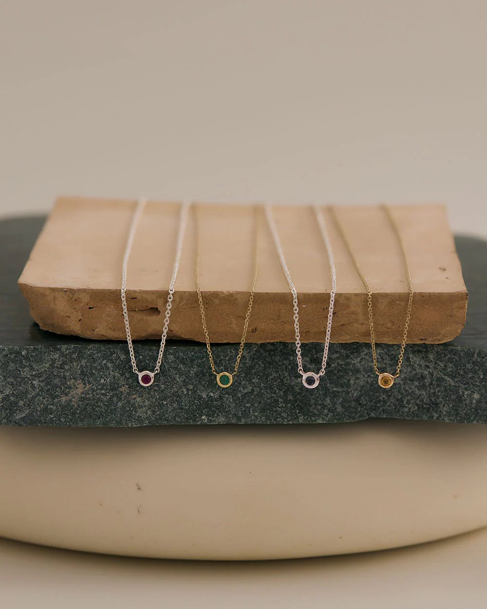 PETITE BIRTHSTONE NECKLACE (STERLING SILVER) - Image 4