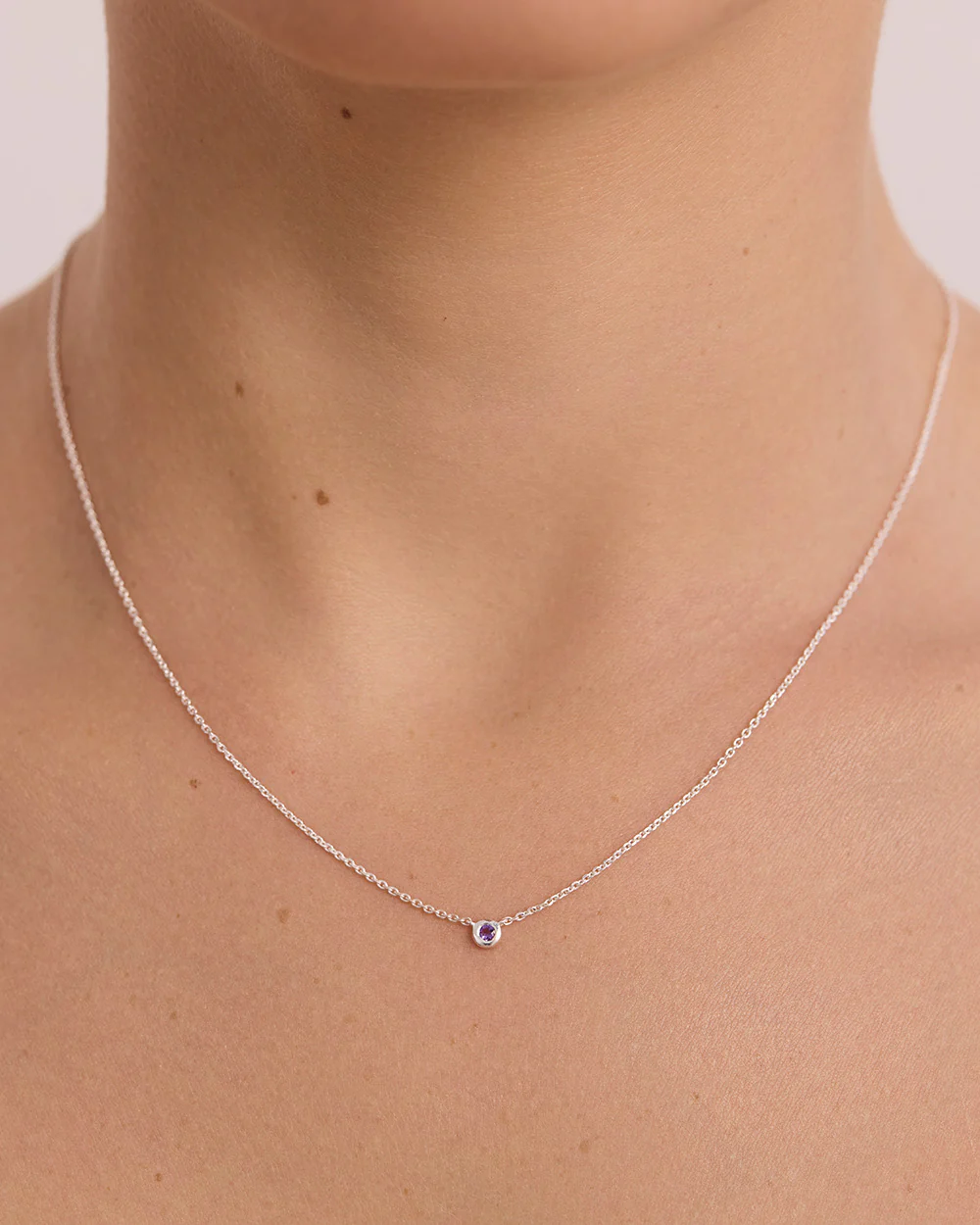 PETITE BIRTHSTONE NECKLACE (STERLING SILVER) - Image 5