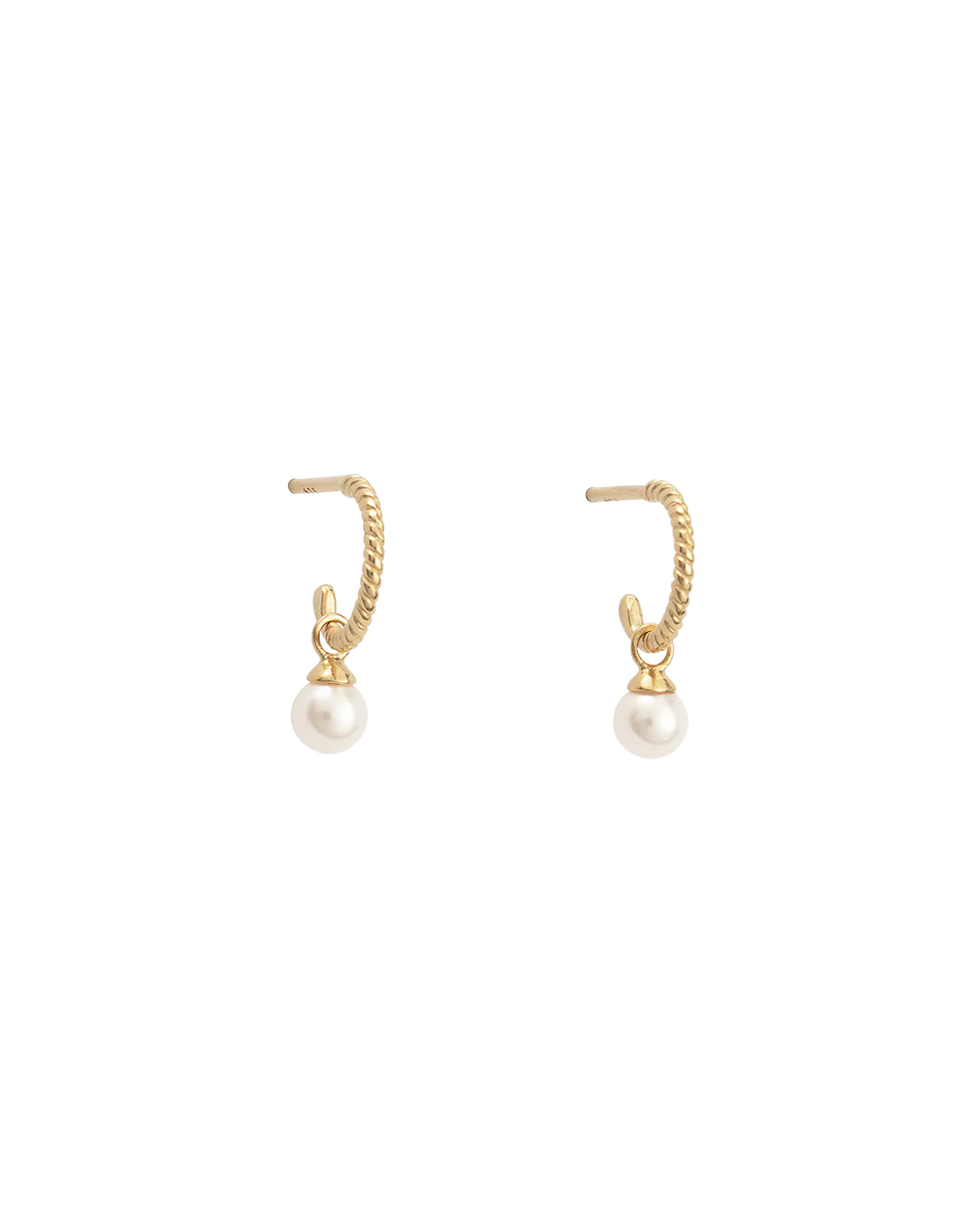 TINY PEARL HOOPS (18K GOLD PLATED) - Image 10