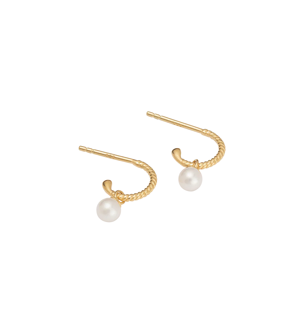 TINY PEARL HOOPS (18K GOLD PLATED) - Image 7