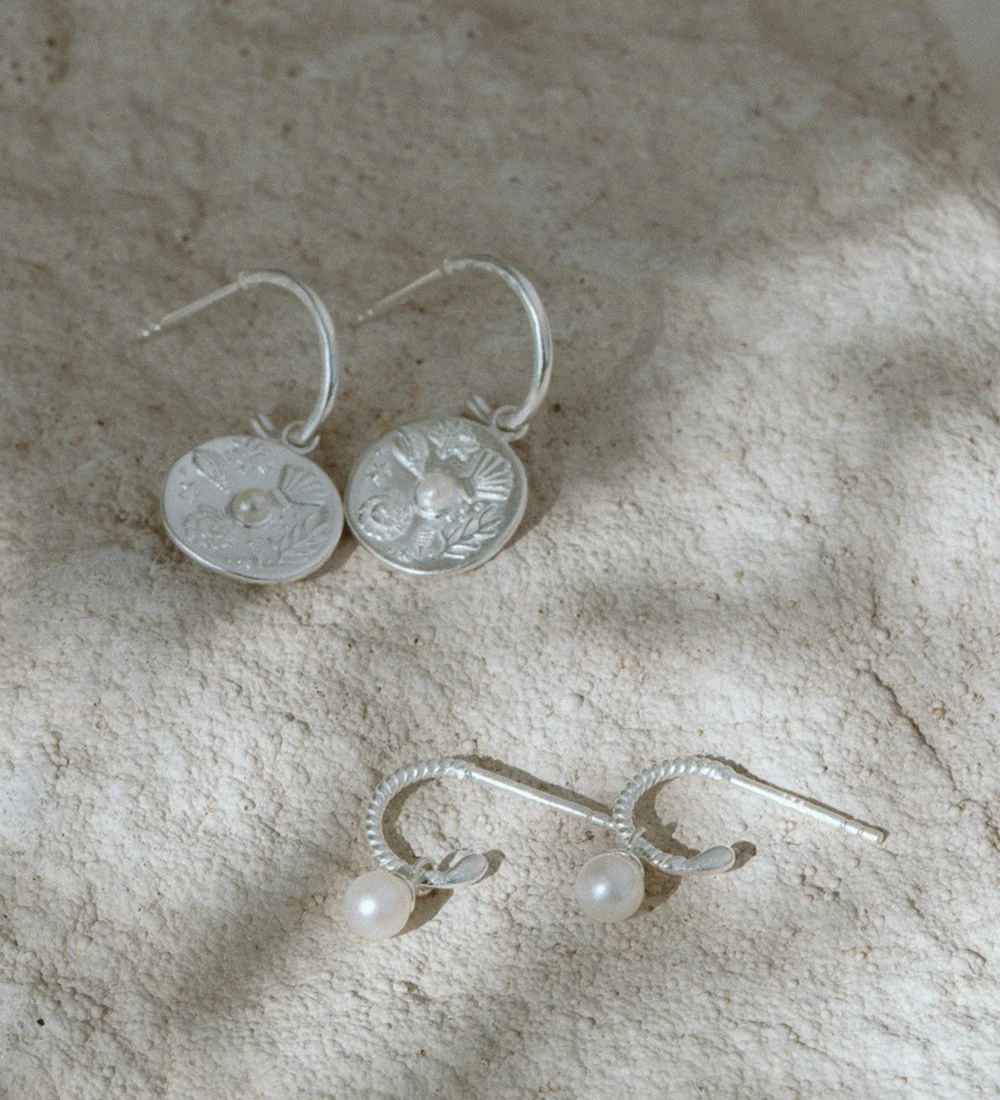 TINY PEARL HOOPS (STERLING SILVER) - Image 3