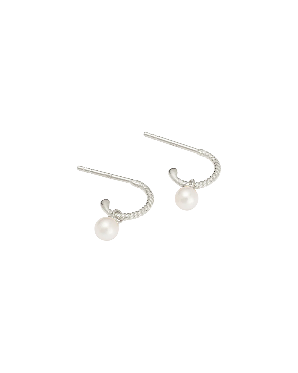 TINY PEARL HOOPS (STERLING SILVER) - Image 4