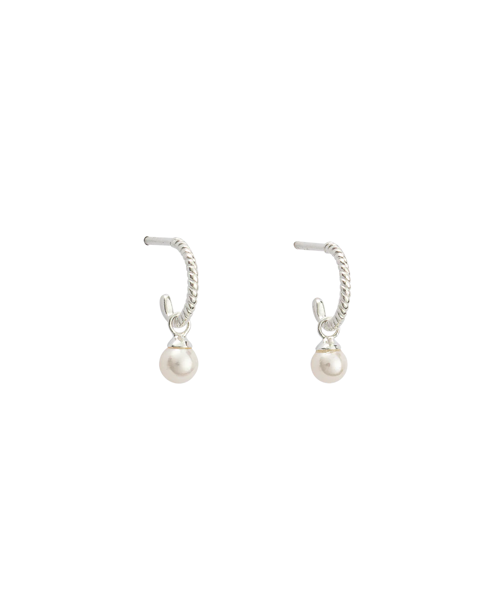 TINY PEARL HOOPS (STERLING SILVER) - Image 9